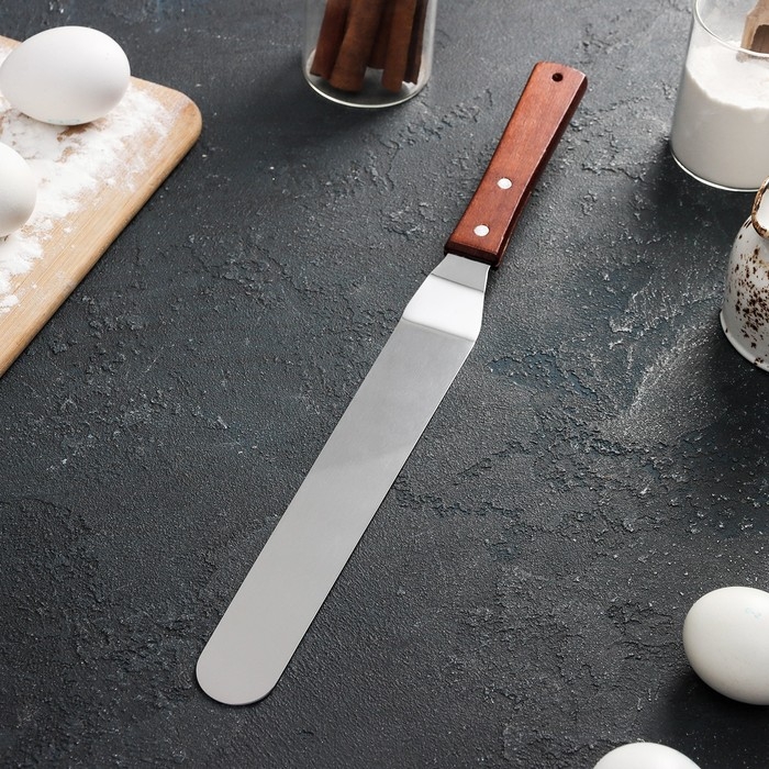 Кондитерская лопатка - палетка, изогнутая, 36 см, рабочая часть 24 см, цвет коричневый Кондитерская лопатка - палетка, изогнутая, 36 см, рабочая часть 24 см, цвет коричневый