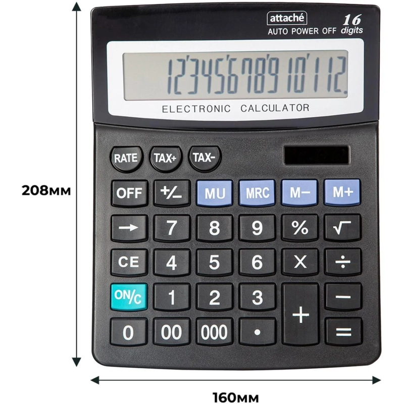 Калькулятор настольный ПОЛНОР Attache ATC-222-16F 16ти разр чер 208x160x48