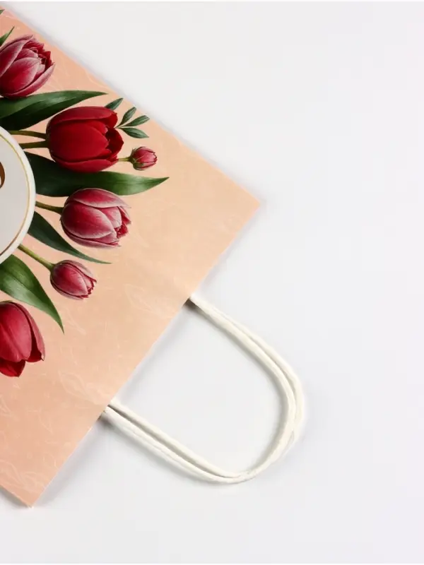 Пакет подарочный крафт, «С 8 Марта», 21×11×27 см