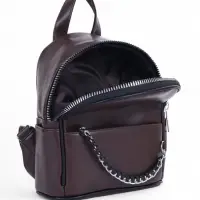 Рюкзак-мини женский на молнии, с карманом, размер 21&times;12&times;27 см, коричневый