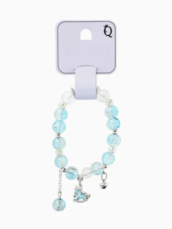 Браслет с подвесками &laquo;Сахарный. лошадка&raquo;, d=6 см, шар №10/8, белый, голубой в серебре