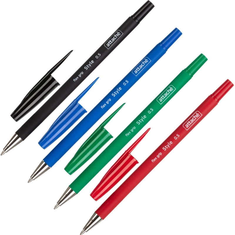 Набор шариковых ручек неавт. Attache Style 4цв/наб 0,5мм прорезин.корп