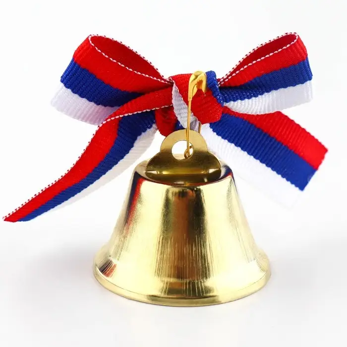 Колокольчик на булавке с бантом на выпускной, триколор, d = 3,6 см Колокольчик на булавке с бантом на выпускной, триколор, d = 3,6 см