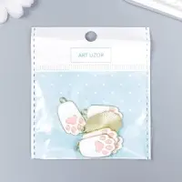 Декор для творчества металл, эмаль "Лапка котика" бело-розовый 2,7х1,5 см Декор для творчества металл, эмаль "Лапка котика" бело-розовый 2,7х1,5 см