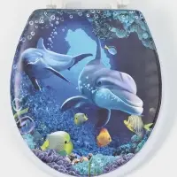 Сиденье для унитаза с крышкой Доляна &laquo;Морские жители&raquo;, 40&times;37 см, мягкое