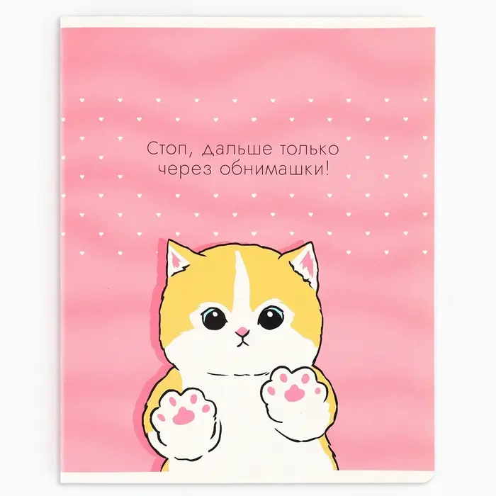 Тетрадь в клетку, 48 л., А5, на скрепке, блок №1 &laquo;Котик с лапками&raquo; МИКС