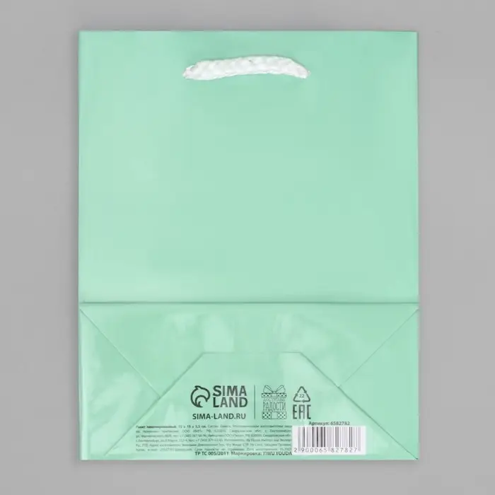 Пакет подарочный ламинированный, упаковка, &laquo;Зелёный&raquo;, S 12 х 15 х 5.5 см