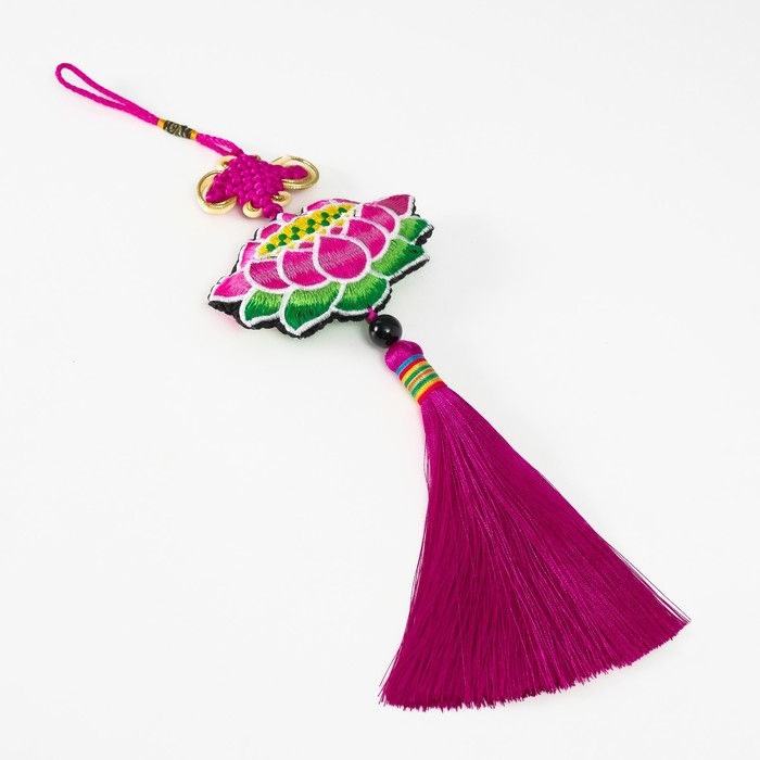 Подвеска текстиль Подвеска текстиль "Лотос" ярко-розовая 2х10х29 см