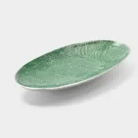 Блюдо, 41&times;21&times;4.8 см, алюминий, зелёное