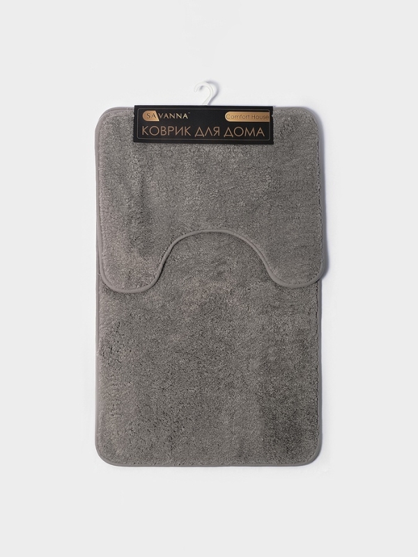 Набор ковриков для ванной Набор ковриков для ванной "Анси" из микрофибры Доляна 40х50 и 50х80 см, серый