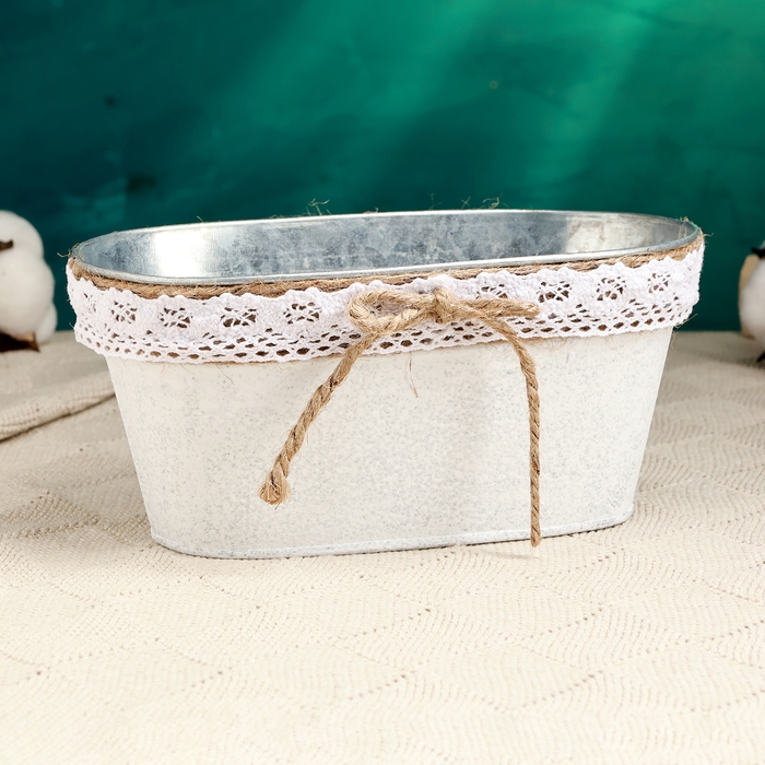 Кашпо - бонсай  Кашпо - бонсай "Ведерко Линдберг" белое, 21х11х9,5см