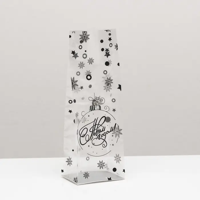 Пакет подарочный новогодний с жёстким дном 6×8×23 см Пакет подарочный новогодний с жёстким дном 6×8×23 см