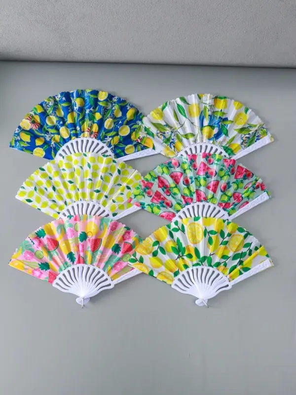 Веер складной &laquo;Россыпь лимонов&raquo;, 23 см, МИКС