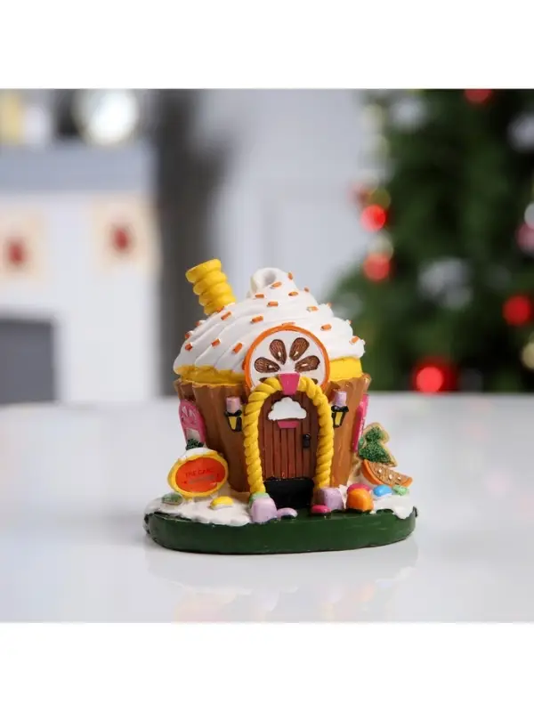 Светодиодная фигура &laquo;Сладкий домик&raquo; 13&times;12&times;9 см, полистоун, от батареек LR44&times;3, свечение тёплое белое