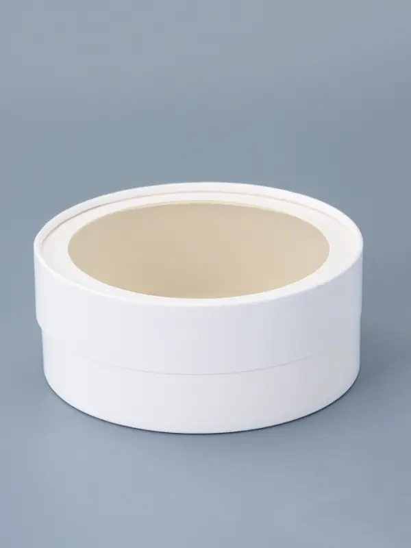 Коробка подарочная круглая с окном, завальцованная, белая, 15&times;6 см
