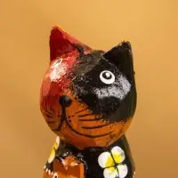 Сувенир интерьерный "Котики" 5х5х8 см, дерево, цв. рыжий