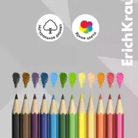Карандаши акварельные 12 цветов ErichKrause Jolly Friends, дерево, шестигранные с кисточкой, европодвес