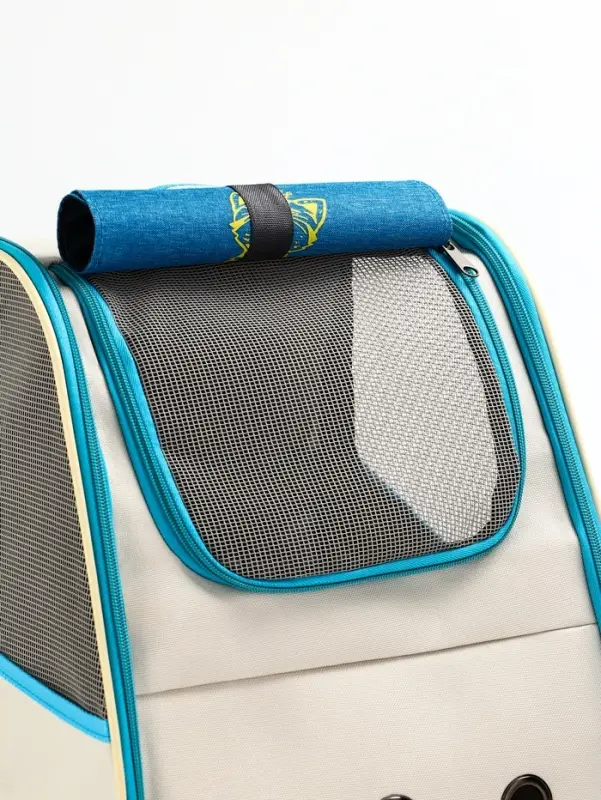 Рюкзак для переноски кошек и собак, 32&times;28&times;38 см, прозрачный, белый, синий