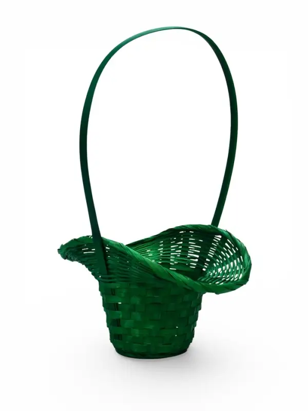 Корзина плетеная 21 х 18 х 14 см, ручка h=15 см, зеленый "шляпа"