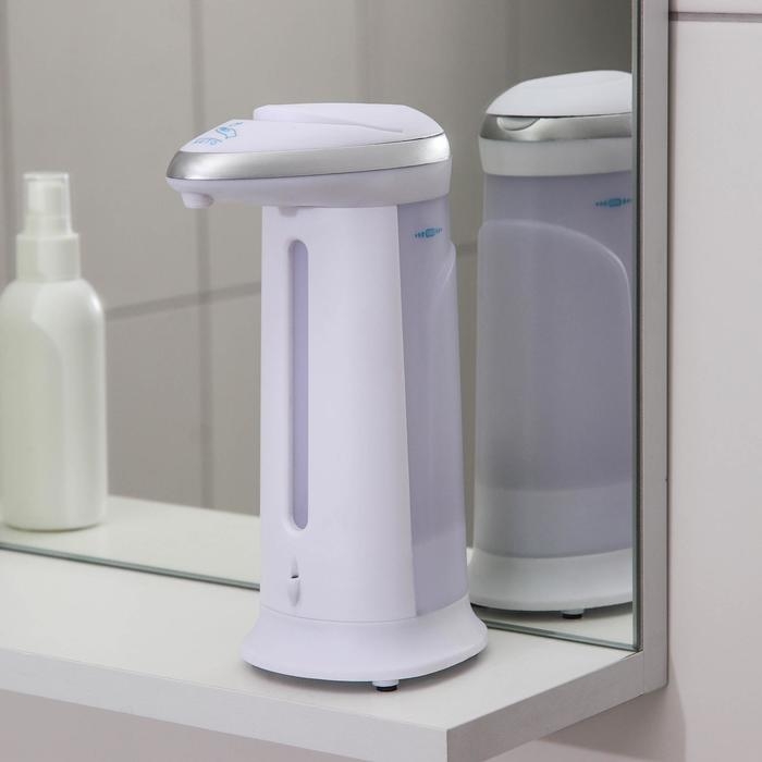 Диспенсер для антисептика/жидкого мыла сенсорный, 380 мл, на батарейках, цвет белый Диспенсер для антисептика/жидкого мыла сенсорный, 380 мл, на батарейках, цвет белый