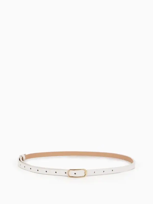 Ремень женский тонкий, 110&times;1.5 см, золотистая пряжка металл, белый