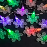 Гирлянда &laquo;Нить&raquo; 5 м с насадками &laquo;Снежинки&raquo;, IP20, прозрачная нить, 20 LED, свечение мульти (RG/RB), мигание, 220 В