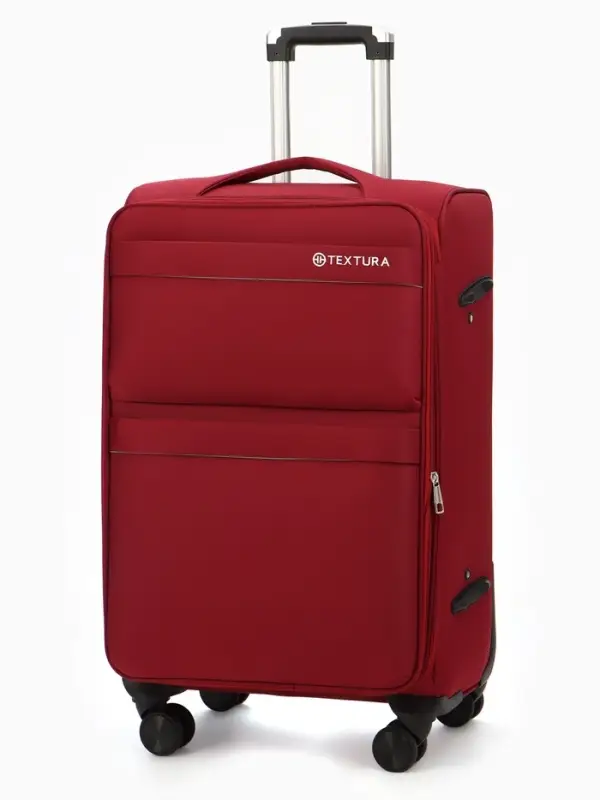 Чемодан 24",Текст,42*26*68,отд на молнии,2 нар/карм, увелич,код замок,4 колеса, красный