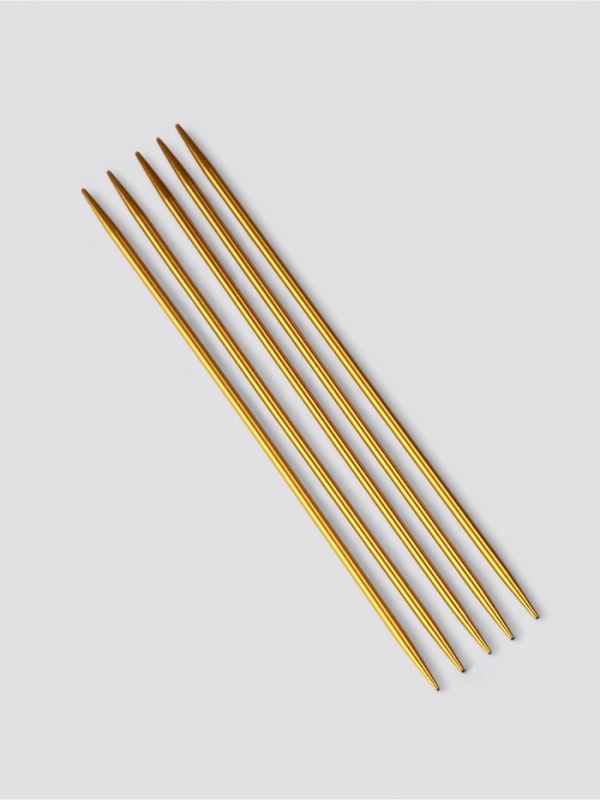 Спицы для вязания чулочные 15см d3мм (5шт) PVC-пакет алюминий золото АУ Спицы для вязания чулочные 15см d3мм (5шт) PVC-пакет алюминий золото АУ