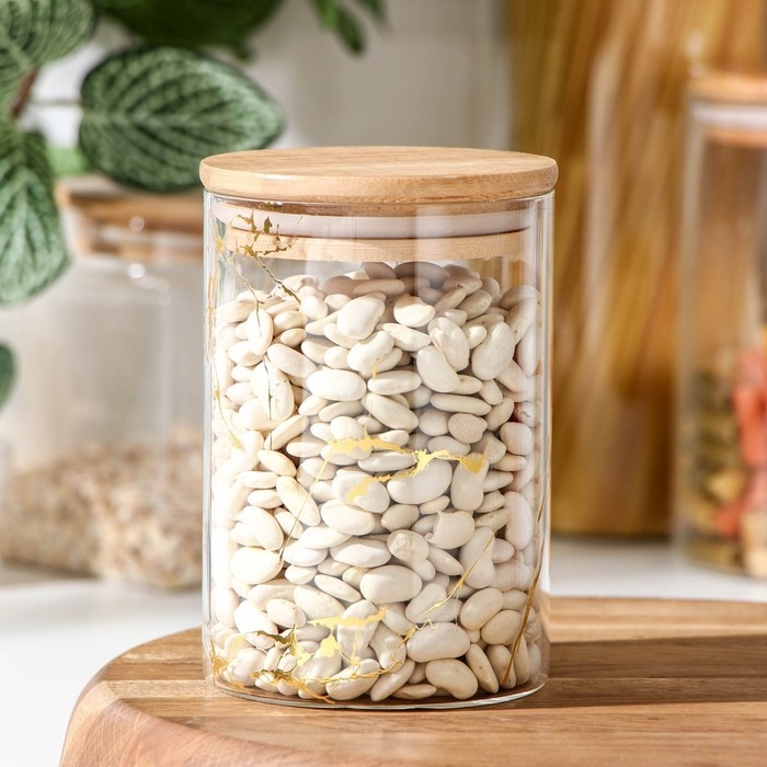 Банка стеклянная для сыпучих продуктов «Эко. Золото», 550 мл, 8,5×12,5 см