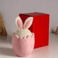 Сувенир керамика, текстиль "Зайчик в яйце" розовый 9х9х15,5 см Сувенир керамика, текстиль "Зайчик в яйце" розовый 9х9х15,5 см