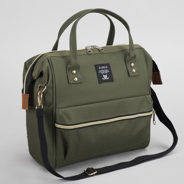 Сумка-рюкзак 2 в 1 на колёсах 18 Сумка-рюкзак 2 в 1 на колёсах 18", отдел на молнии, наружный карман, цвет зелёный