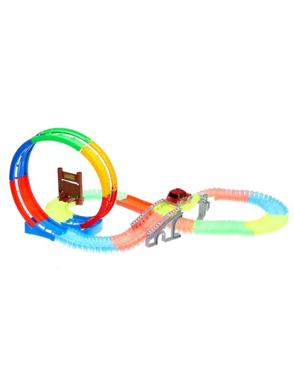 Автотрек &laquo;Магический Трек&raquo;, гибкий, светится в темноте, 132/145 детали, мёртвая петля, МИКС