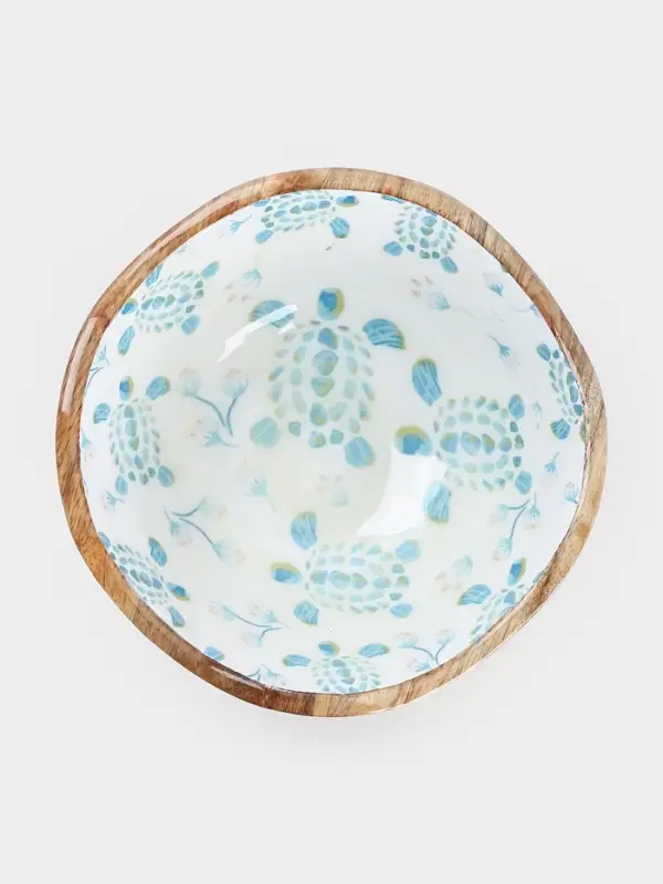 Салатник &laquo;Черепаха и цветы&raquo;, 23&times;23&times;10.5 см, дерево манго