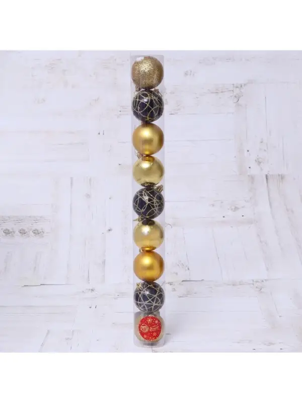 Ёлочные игрушки &laquo;Авива&raquo;, шары новогодние, d=6 см, набор 9 шт., золотистый