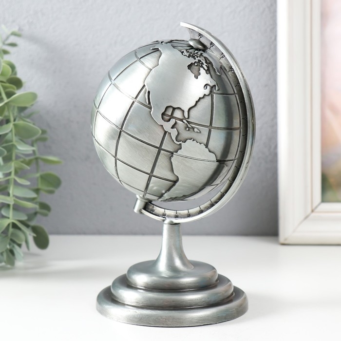 Сувенир металл  Сувенир металл "Глобус" серебро 10,5х11х18,5 см