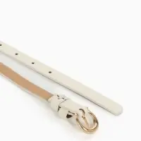 Ремень женский тонкий, 110&times;1.3 см, пряжка металл золотистая, полукруглая, белый