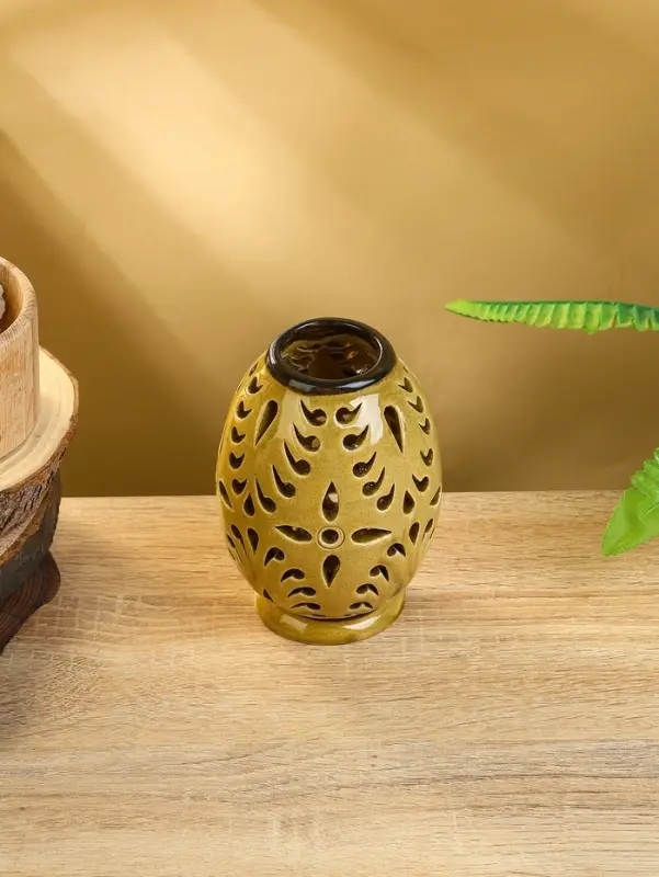 Подсвечник &laquo;Вазочка&raquo;, 9&times;9&times;12 см, керамика, горчичный