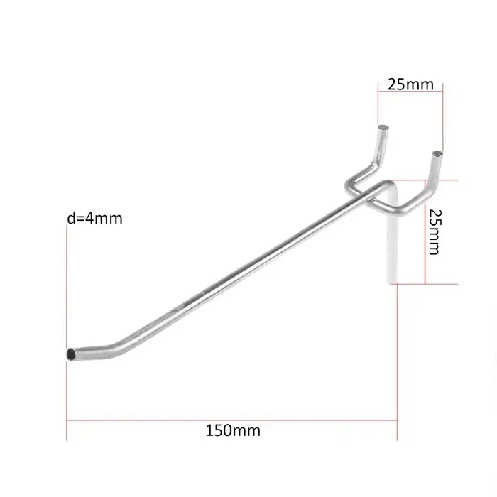 Крючок одинарный для металлической перфорированной панели, d=4 мм, L=15 см, шаг 25 мм Крючок одинарный для металлической перфорированной панели, d=4 мм, L=15 см, шаг 25 мм