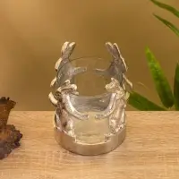 Подсвечник со стеклом &laquo;Влюбленные зайцы&raquo;, 8.5&times;8.5&times;9 см, алюминий