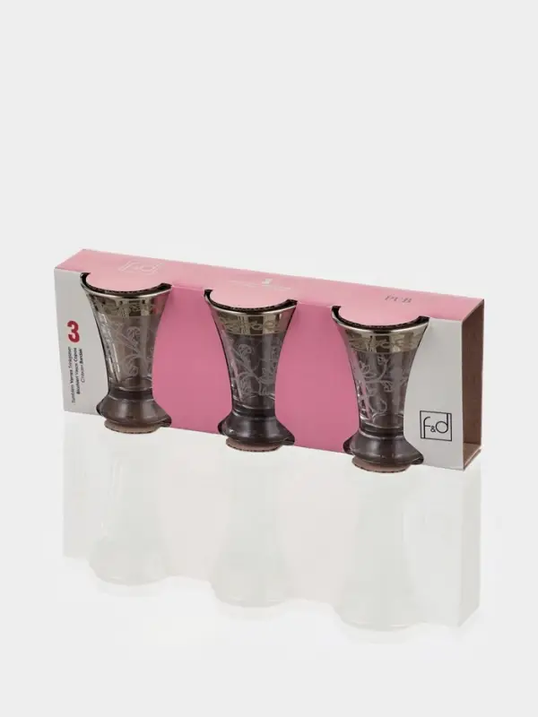 Рюмки &laquo;Флора&raquo;, 60 мл, с гравировкой и напылением, 3 шт., стекло, прозрачный