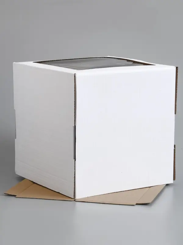 Коробка для торта, кондитерская, белая, с окном 30&times;30&times;30 см Набор 10 шт.