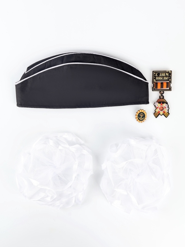 Карнавальный набор "Морячка ВМФ" пилотка р-р 54-56, банты 2 шт., значок