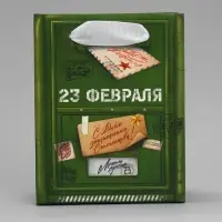 Пакет подарочный ламинированный, упаковка, «23 февраля», почта, S 12 х 15 х 5.5 см