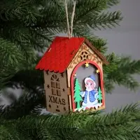 Ёлочная игрушка &laquo;Домик со Снегурочкой&raquo;, 11&times;8.5&times;7.5 см, 1 LED, от батареек, свечение тёплое белое