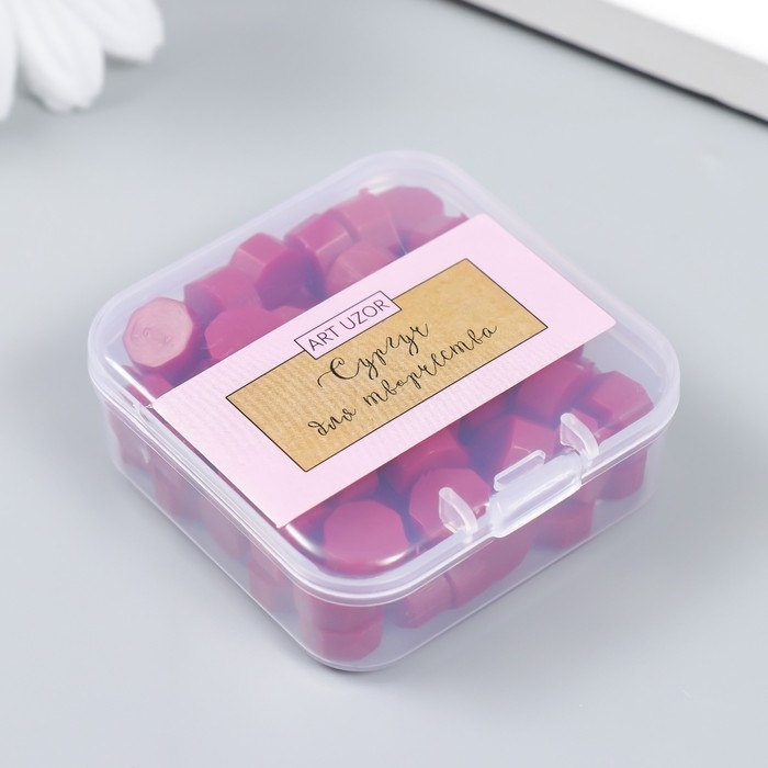 Сургуч в гранулах в коробочке Сургуч в гранулах в коробочке "Восьмигранник" вишневый 25 гр 2х5,5х5,5 см