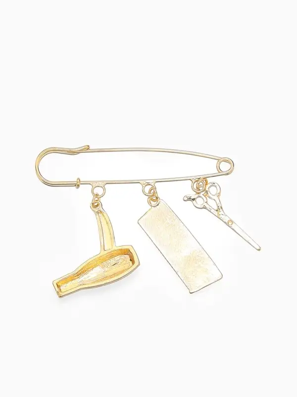 Булавка с подвесками &laquo;Парикмахер&raquo;, 5.5 см, цвет розовое золото