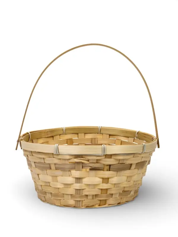 Корзина плетёная для хранения, 26&times;26&times;12 см, ручка h=18 см, бамбуковая, цвет натуральный