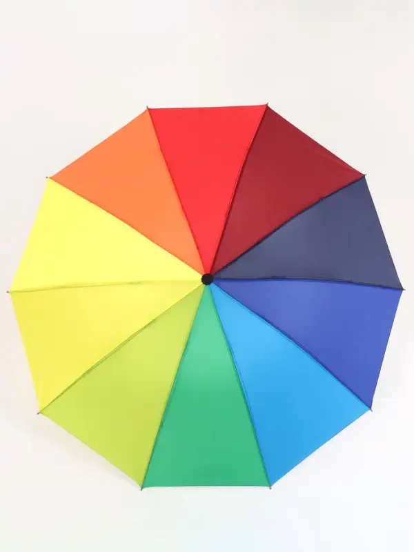 Зонт механический &laquo;Радужное настроение&raquo;, 4 сложения, 10 спиц, R=50/57 см, d=100 см, разноцветный