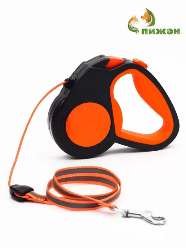 Рулетка &laquo;Пижон&raquo;, 3 м, до 15 кг, трос, светоотражающая, прорезиненная ручка, оранжевая