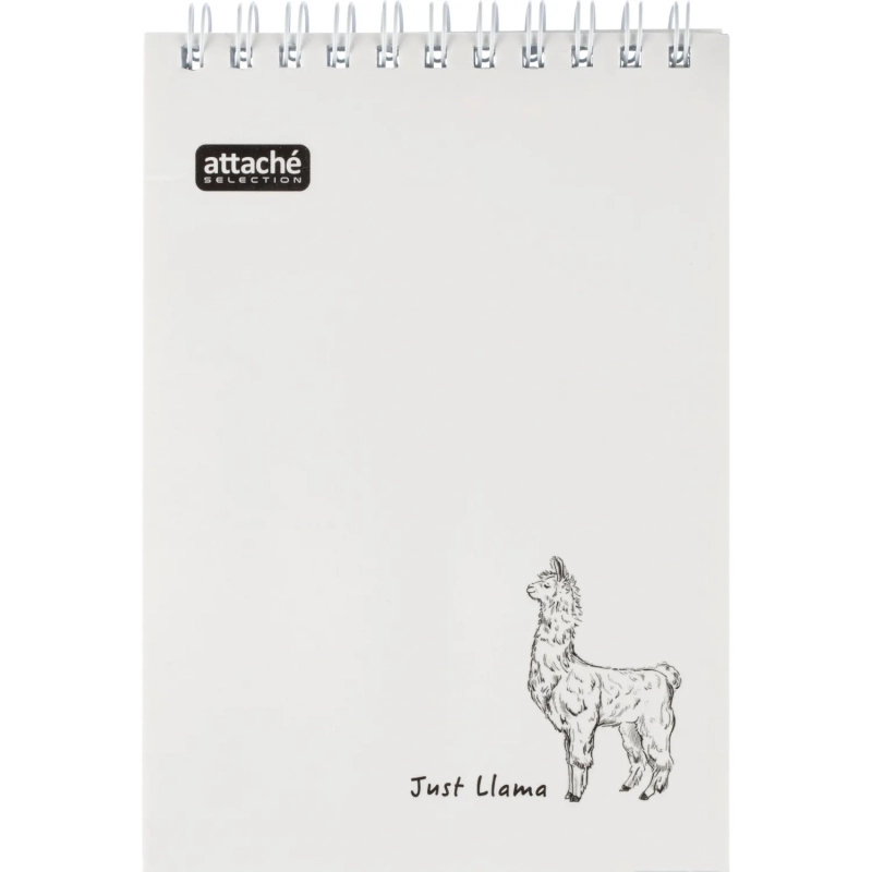 Блокнот А6,80л,кл,греб,карт.обл+УФ-лак Attache Selection LLAMAS белый